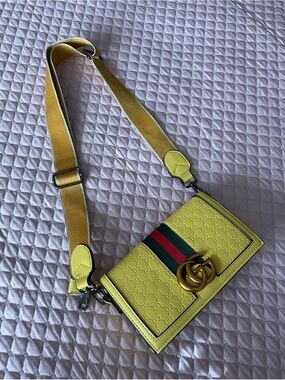 Yellow GG Signature Web Stripe Crossbody Bag